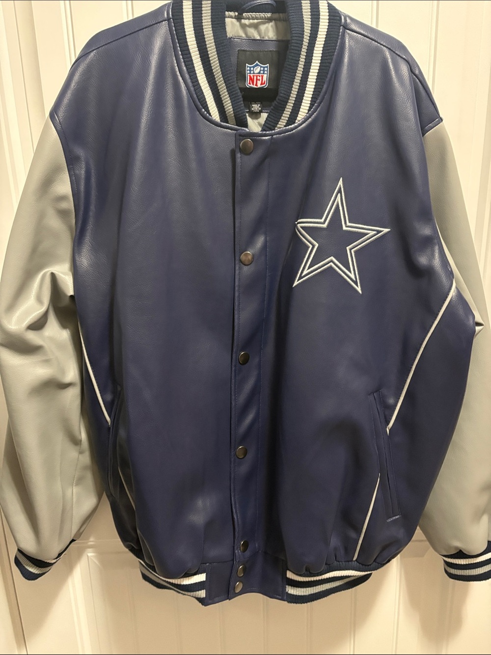 Vintage Y2K Dallas Cowboys NFL Faux Leather Varsity Jacket XXL